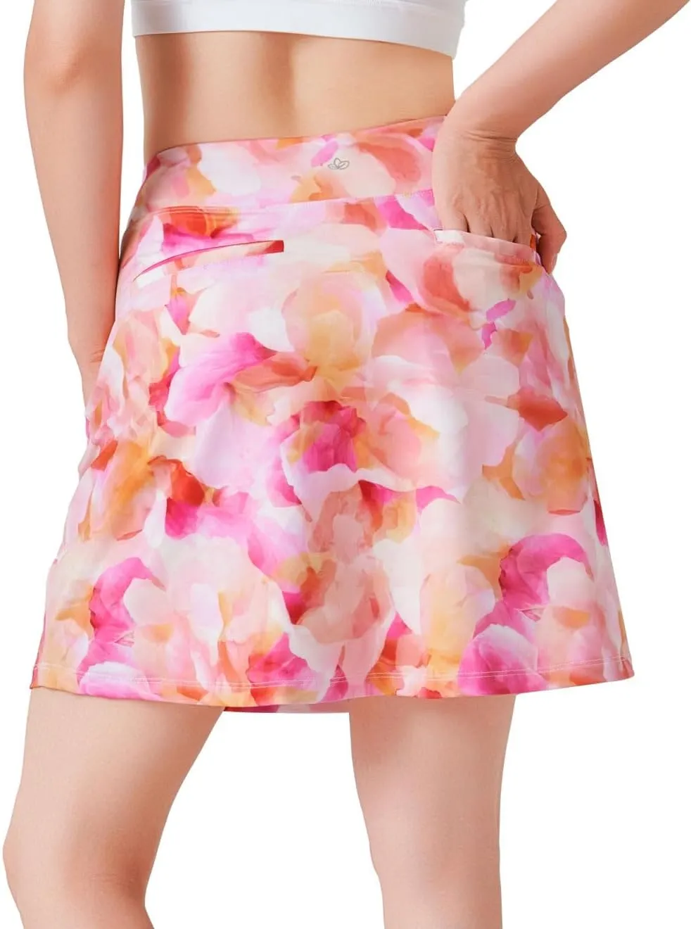 Yogipace Women's 4 Pockets UPF 50  17" Long Tennis Skirt Running Golf Skorts