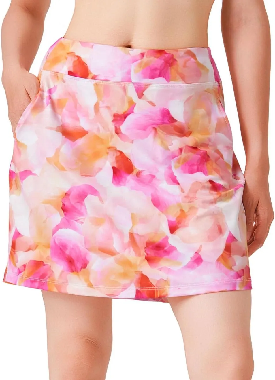 Yogipace Women's 4 Pockets UPF 50  17" Long Tennis Skirt Running Golf Skorts