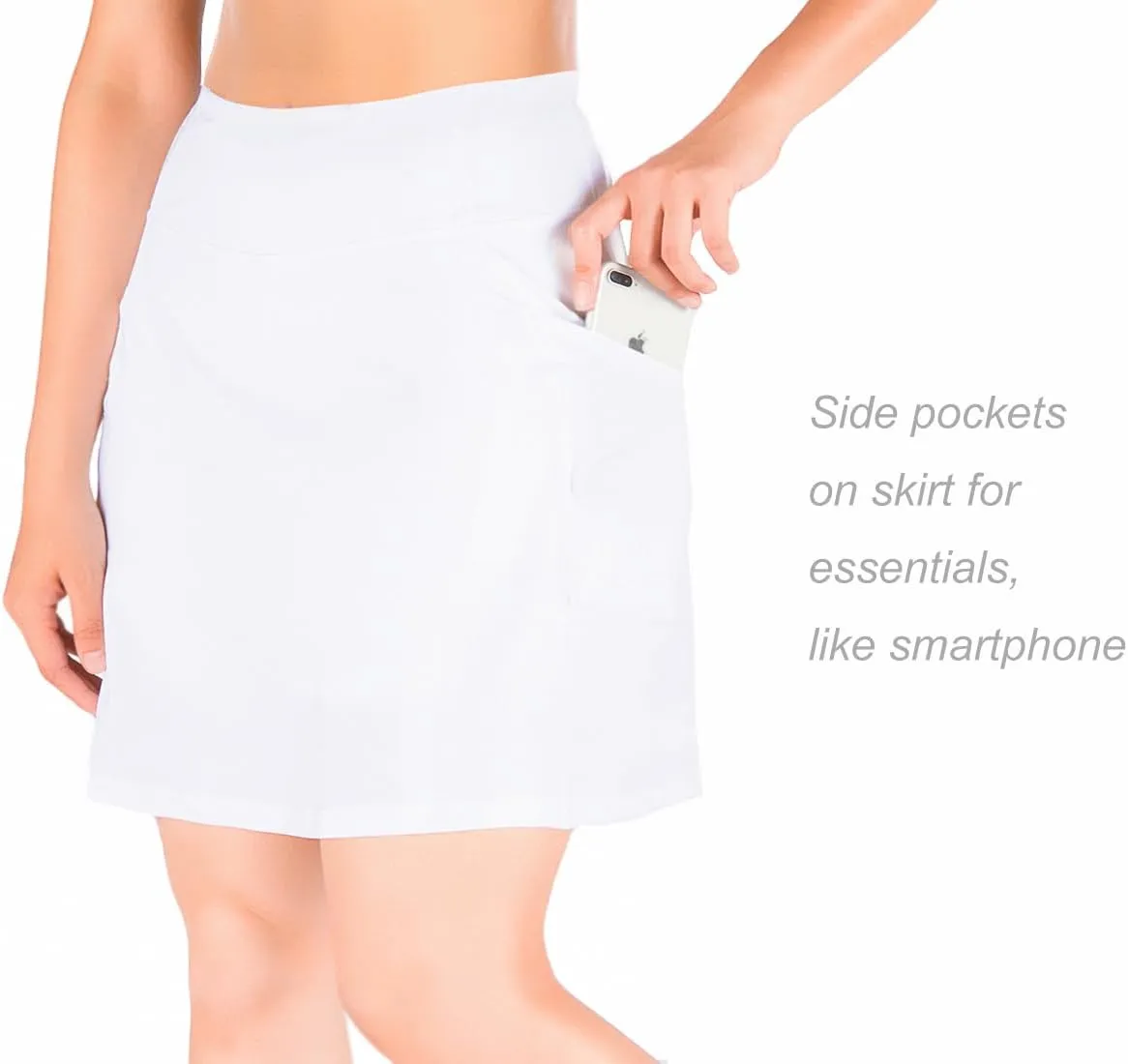 Yogipace Women's 4 Pockets UPF 50  17" Long Tennis Skirt Running Golf Skorts