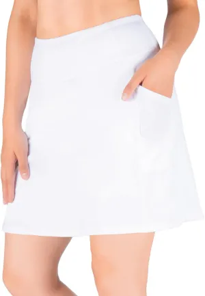Yogipace Women's 4 Pockets UPF 50  17" Long Tennis Skirt Running Golf Skorts