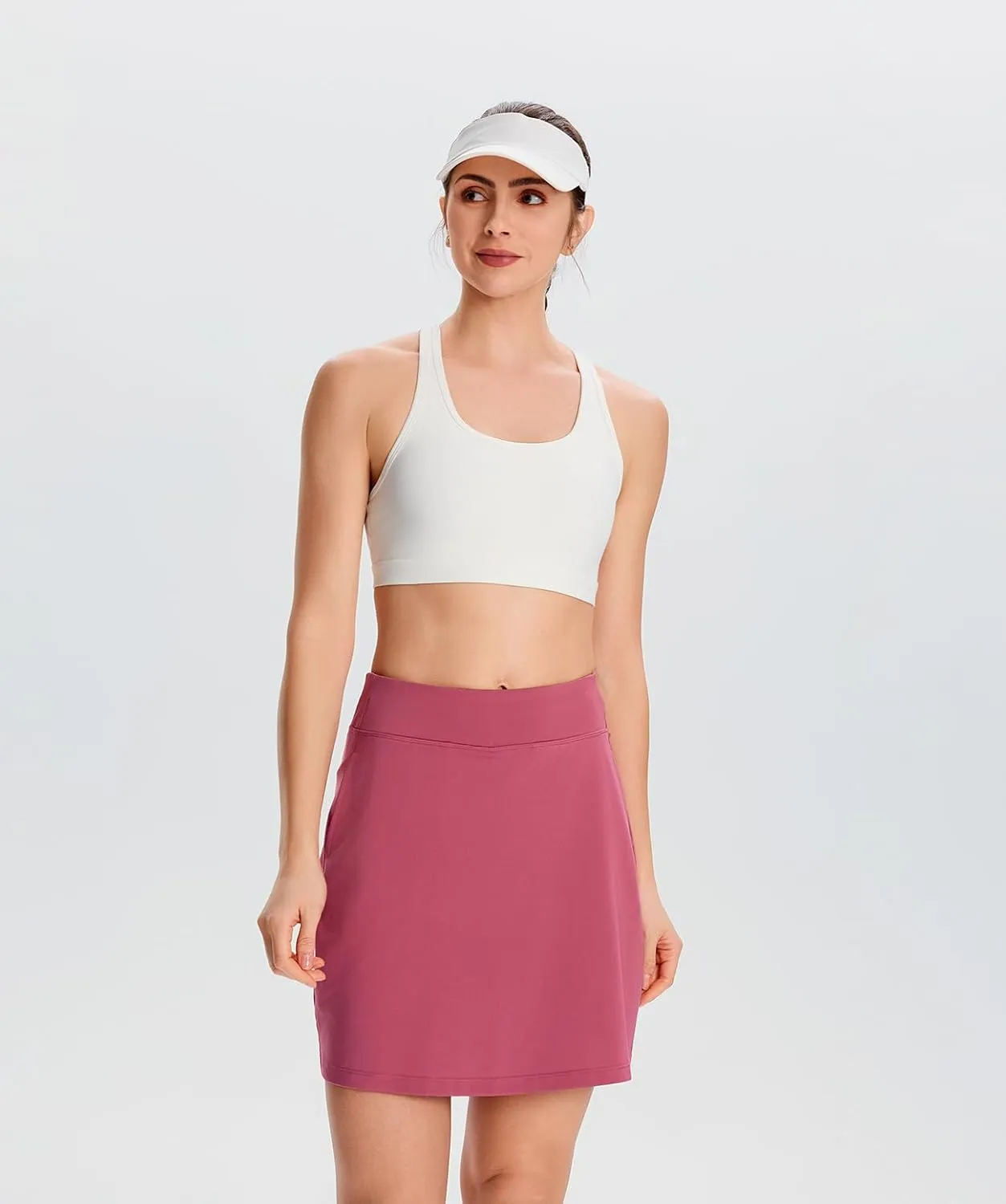 Yogipace Women's 4 Pockets UPF 50  17" Long Tennis Skirt Running Golf Skorts