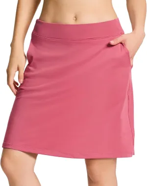 Yogipace Women's 4 Pockets UV Protection 20" Modest Knee Length Skirt Athletic Golf Tennis Skort