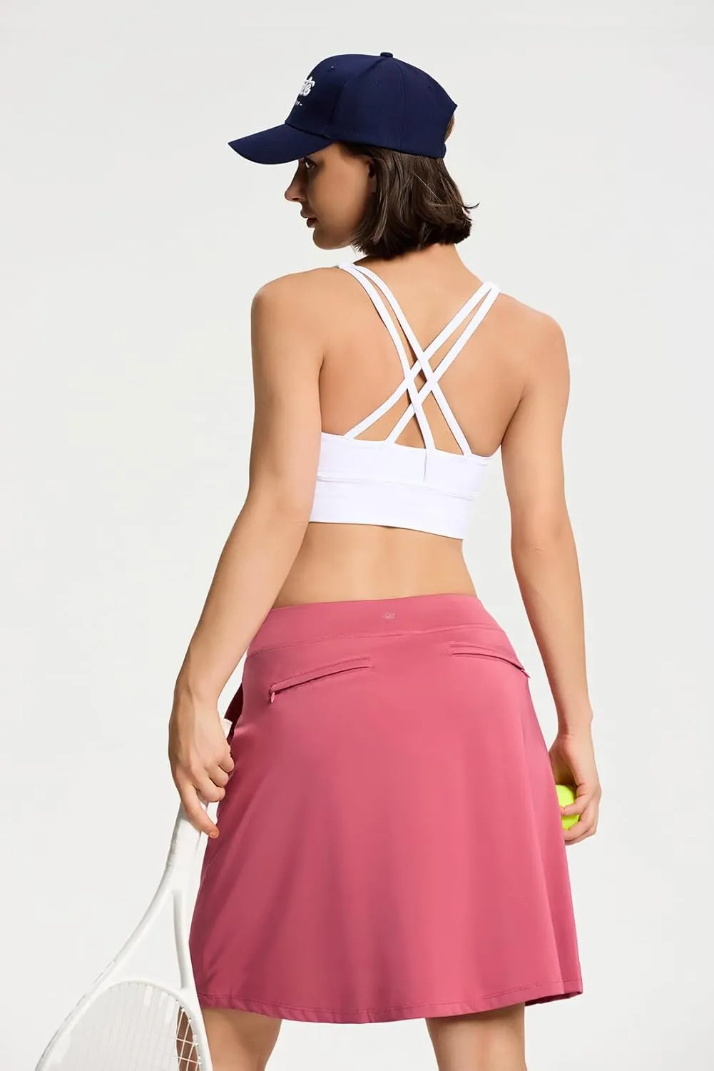 Yogipace Women's 4 Pockets UV Protection 20" Modest Knee Length Skirt Athletic Golf Tennis Skort