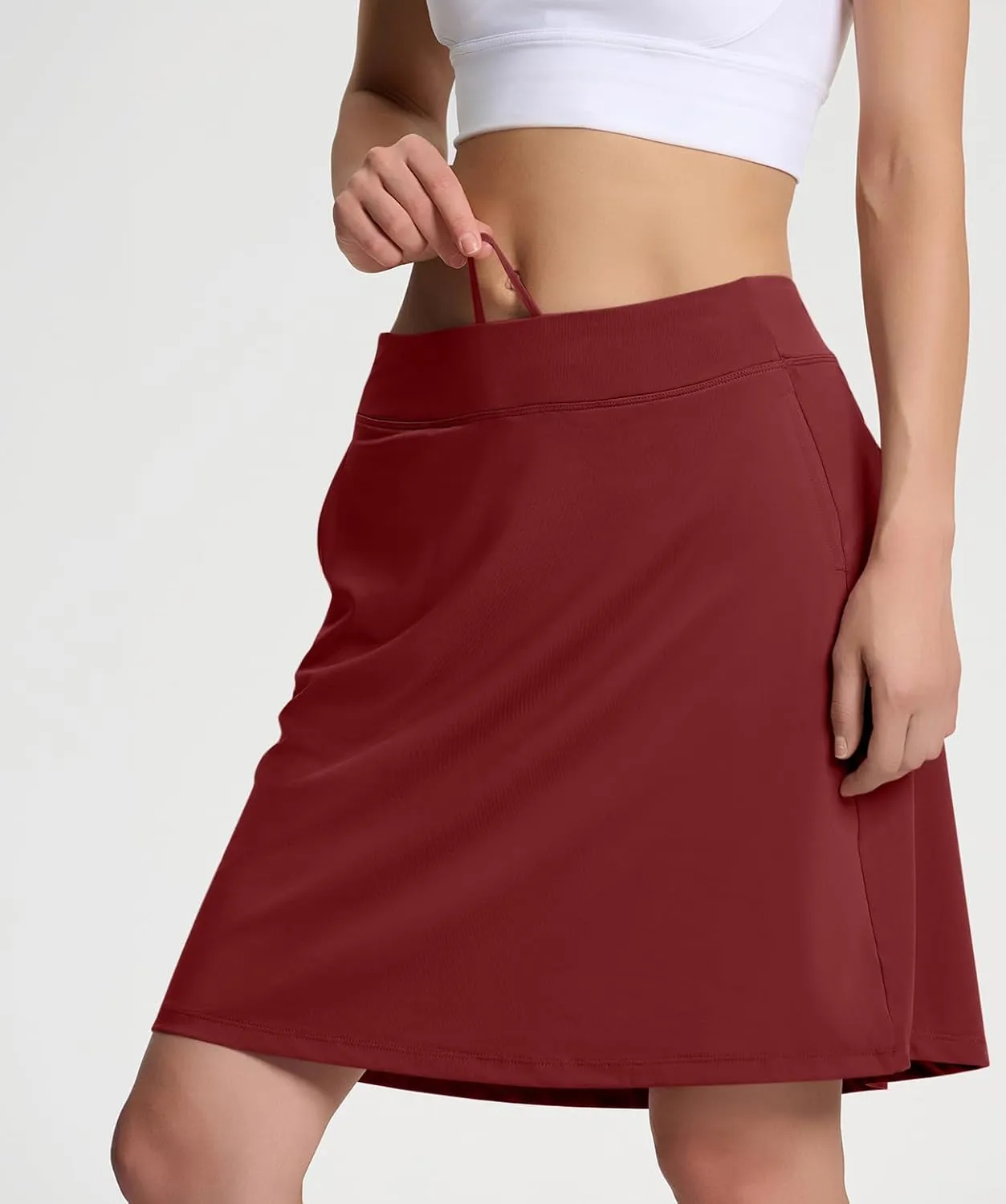 Yogipace Women's 4 Pockets UV Protection 20" Modest Knee Length Skirt Athletic Golf Tennis Skort