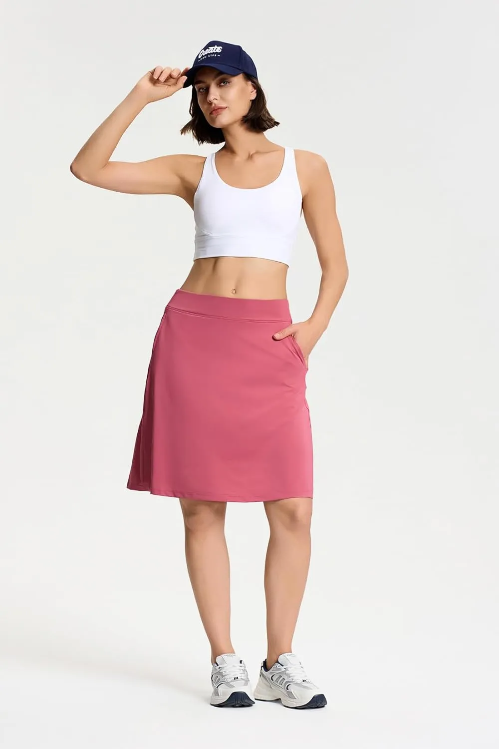 Yogipace Women's 4 Pockets UV Protection 20" Modest Knee Length Skirt Athletic Golf Tennis Skort