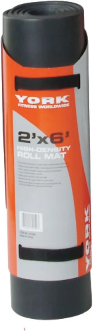 York 2x6 Roll-Up Exercise Mat, Black (3/8” Thickness)