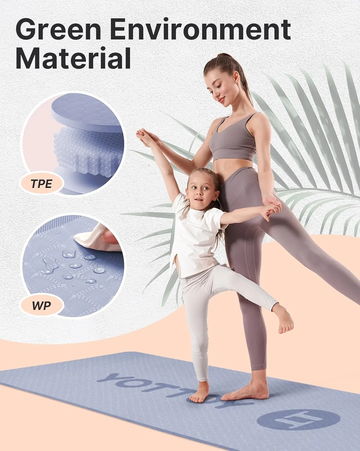 YOTTOY Yoga Mat, 72"x 32"x1/3" Extra Wide Non-Slip Exercise Fitness Yoga Mats,Eco-Friendly TPE Exercise Mats for Women Men Home Workout with Strap Bag