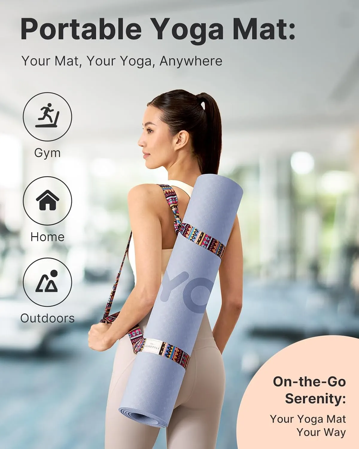 YOTTOY Yoga Mat, 72"x 32"x1/3" Extra Wide Non-Slip Exercise Fitness Yoga Mats,Eco-Friendly TPE Exercise Mats for Women Men Home Workout with Strap Bag