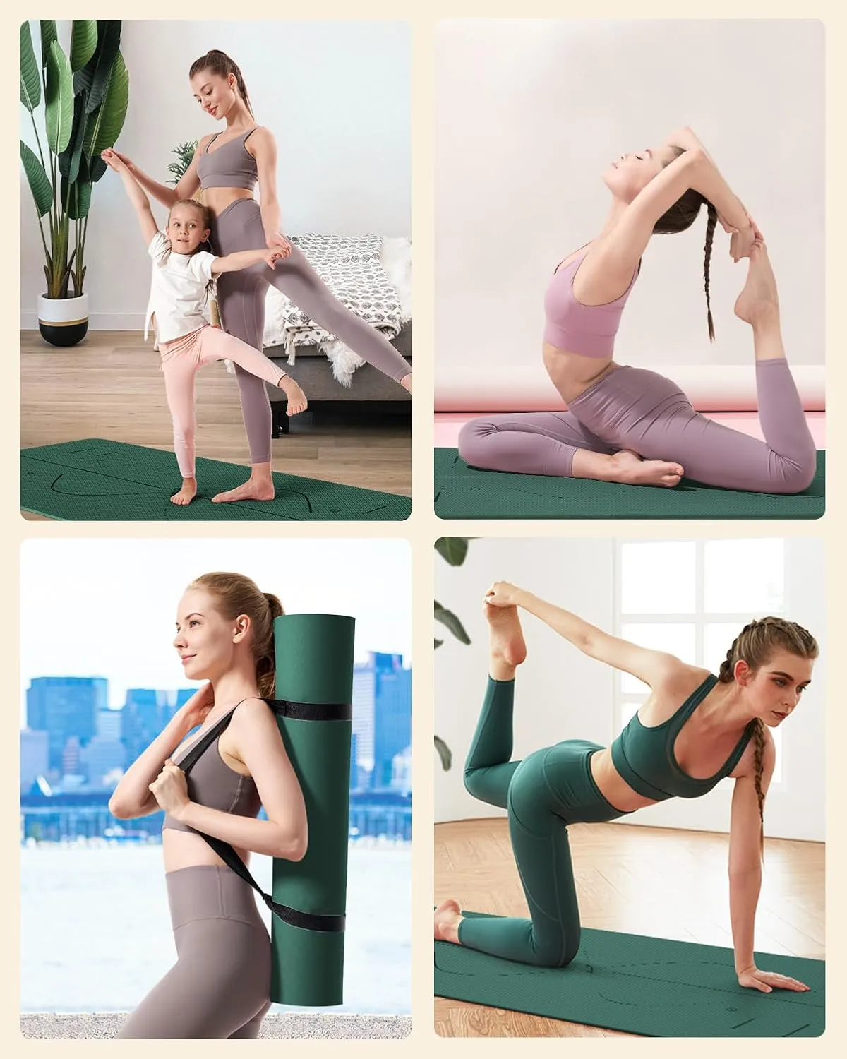 YOTTOY Yoga Mat, 72"x 32"x1/3" Extra Wide Non-Slip Exercise Fitness Yoga Mats,Eco-Friendly TPE Exercise Mats for Women Men Home Workout with Strap Bag