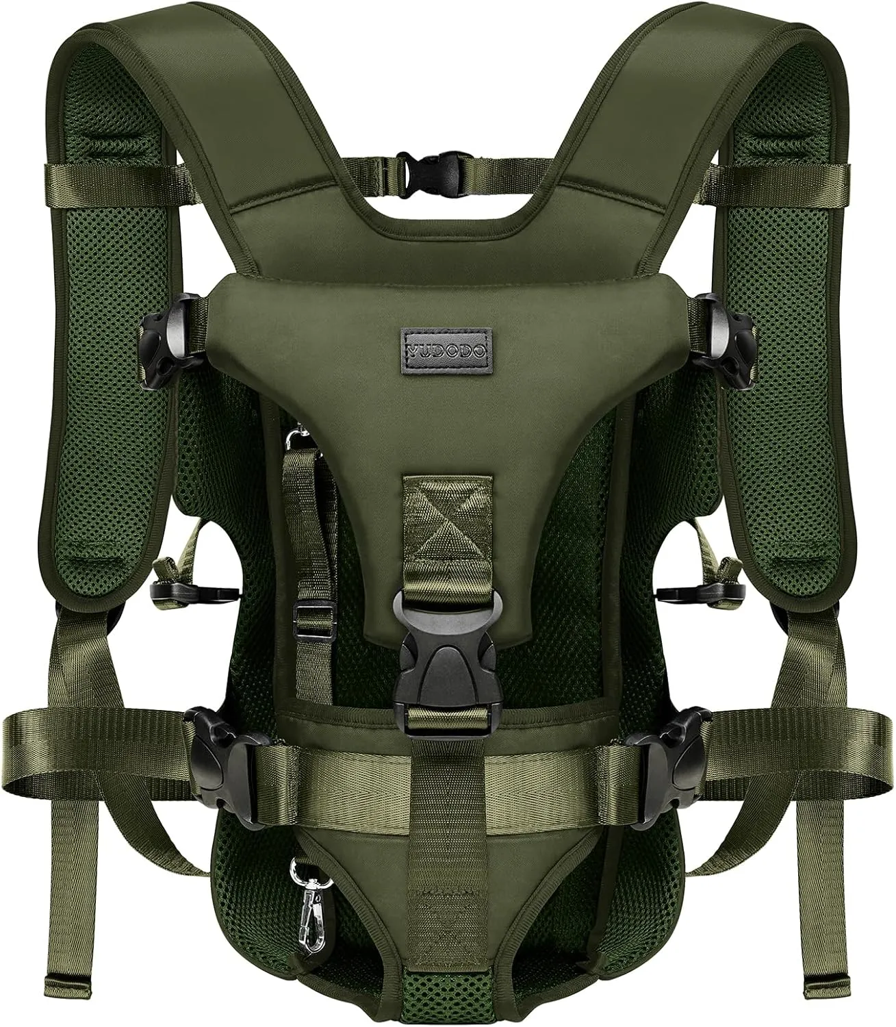 YUDODO 6-18lbs Pet Dog Front Carrier Backpacks Multiple Adjustable Small Dog Chest Carrier Legs Out Easy-Fit Puppy Travel Backpack Carrier for Women to Hiking Camping (M,Army Green)