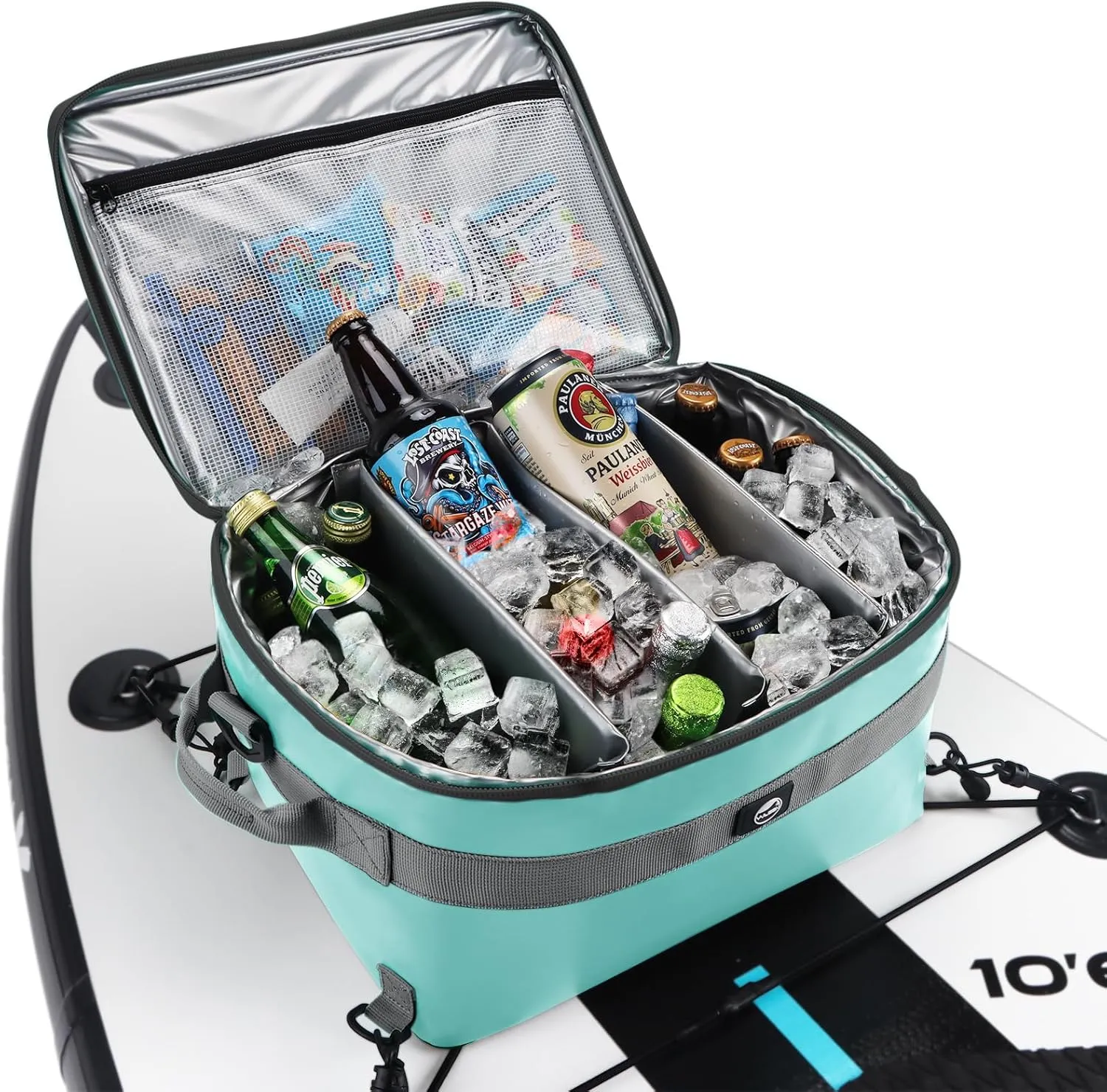 YVLEEN Waterproof Paddle Board Cooler, SUP Cooler Durable PVC Material Paddle Board Deck Bag with Mesh Top Pocket, Adjustable Straps, Super Capacity for Stand-Up Paddleboard and Kayak Accessories