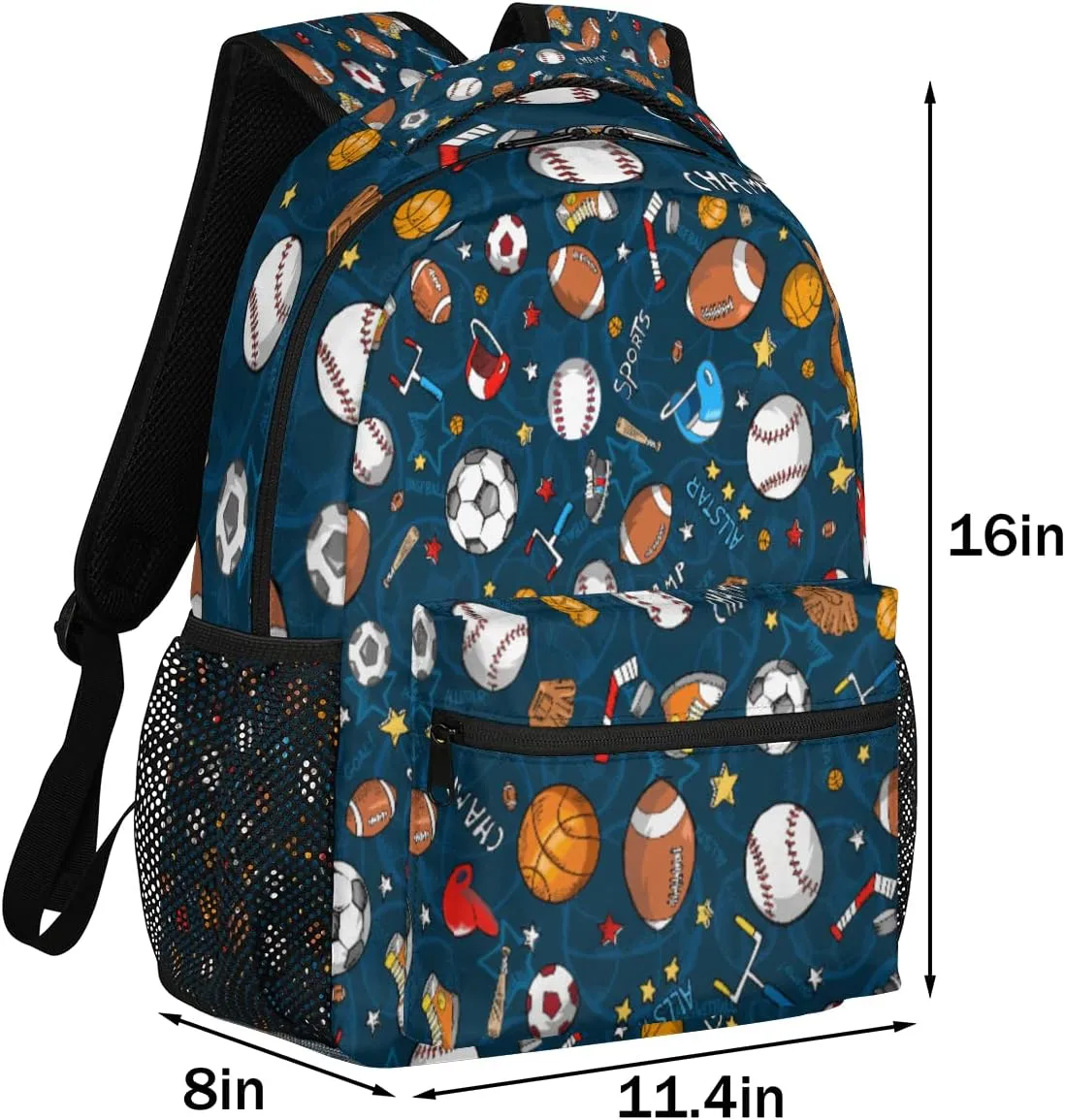 Yzrwebo Balls Sport Backpack for Boys Girls, Football Basketball School Bookbag Casual Daypack Computer Laptop Backpack, Adults Sports Hiking Travel Camping Backpack