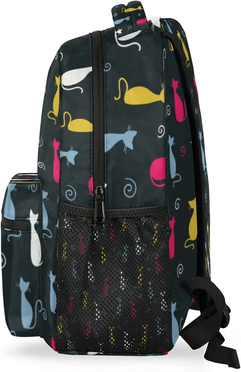 Yzrwebo Colorful Cat Backpack for Boys Girls, Animal Cat School Bookbag Casual Daypack Computer Laptop Backpack, Adults Sports Hiking Travel Camping Backpack