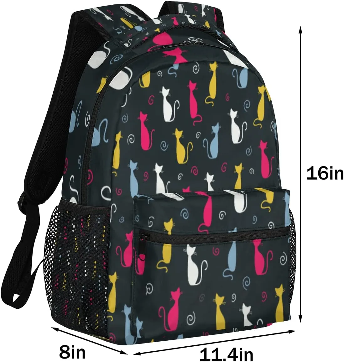 Yzrwebo Colorful Cat Backpack for Boys Girls, Animal Cat School Bookbag Casual Daypack Computer Laptop Backpack, Adults Sports Hiking Travel Camping Backpack
