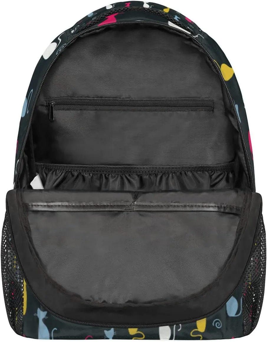 Yzrwebo Colorful Cat Backpack for Boys Girls, Animal Cat School Bookbag Casual Daypack Computer Laptop Backpack, Adults Sports Hiking Travel Camping Backpack
