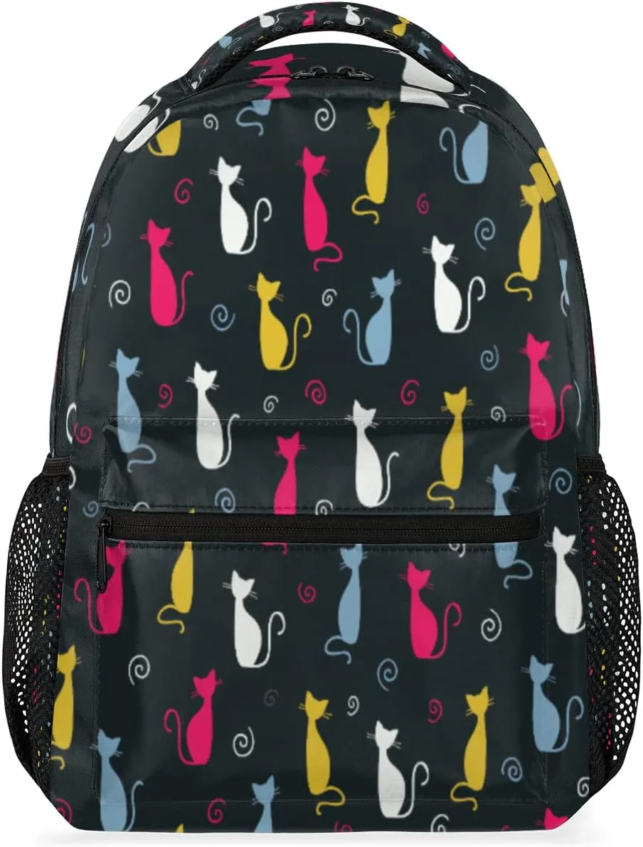 Yzrwebo Colorful Cat Backpack for Boys Girls, Animal Cat School Bookbag Casual Daypack Computer Laptop Backpack, Adults Sports Hiking Travel Camping Backpack