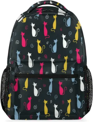 Yzrwebo Colorful Cat Backpack for Boys Girls, Animal Cat School Bookbag Casual Daypack Computer Laptop Backpack, Adults Sports Hiking Travel Camping Backpack