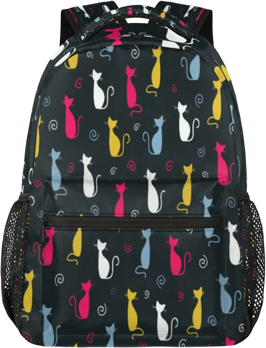 Yzrwebo Colorful Cat Backpack for Boys Girls, Animal Cat School Bookbag Casual Daypack Computer Laptop Backpack, Adults Sports Hiking Travel Camping Backpack