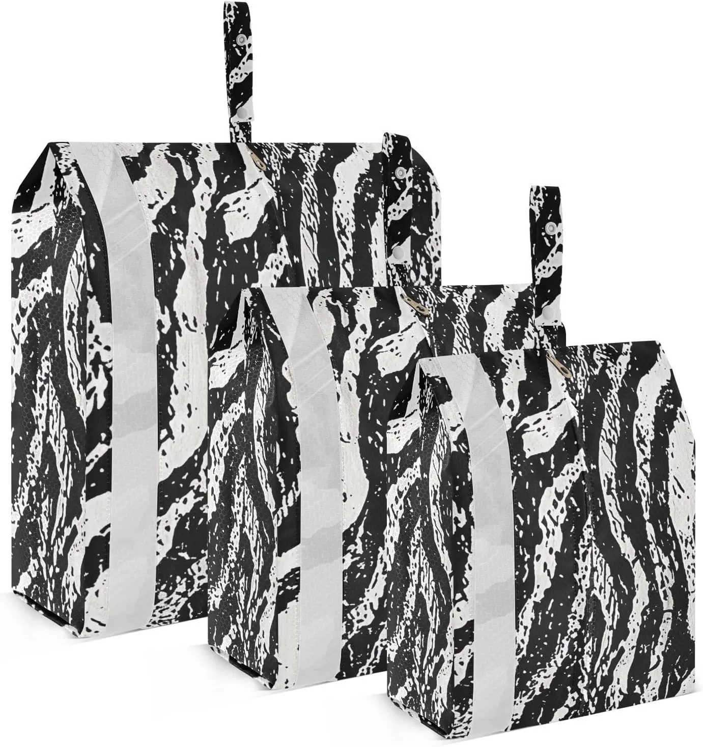 Zebra Stripes Travel Storage Bag with Lanyard - Portable Lightweight Classified Storage Bag with Zipper, Dust and Waterproof Travel Packing Cube for Suitcase,3 Pieces