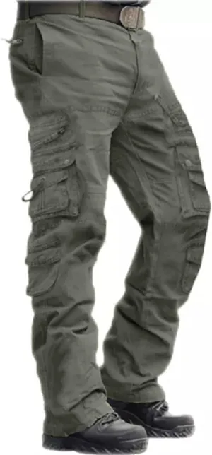 ZEFOTIM Mens Cargo Pants Solid Color Wide Leg Comfy Pant Military Loose Fit Trousers with Pockets