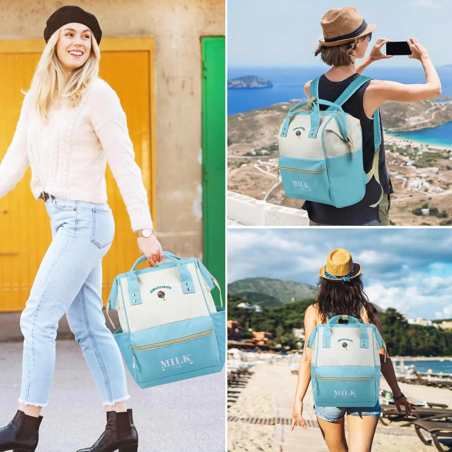 ZOMAKE 15.6 Inch Travel Laptop Backpack for Women Men - Anti Theft Water Resistant Bag Daypack - Computer Bag Business Work Cute Backpacks(Lollipop)