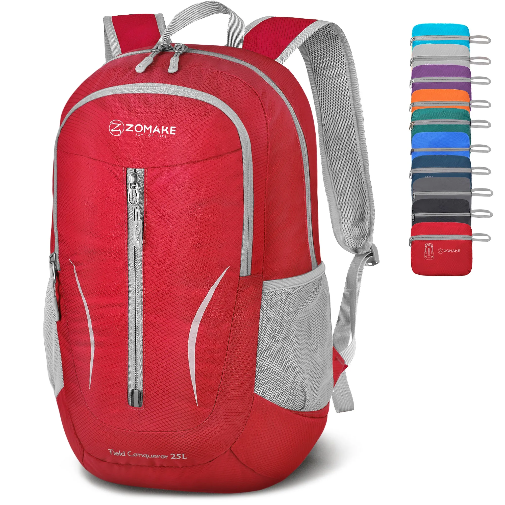 ZOMAKE Ultra Lightweight Packable Backpack 25L, Foldable Hiking Backpacks Water Resistant Small Folding Daypack for Travel(Red)