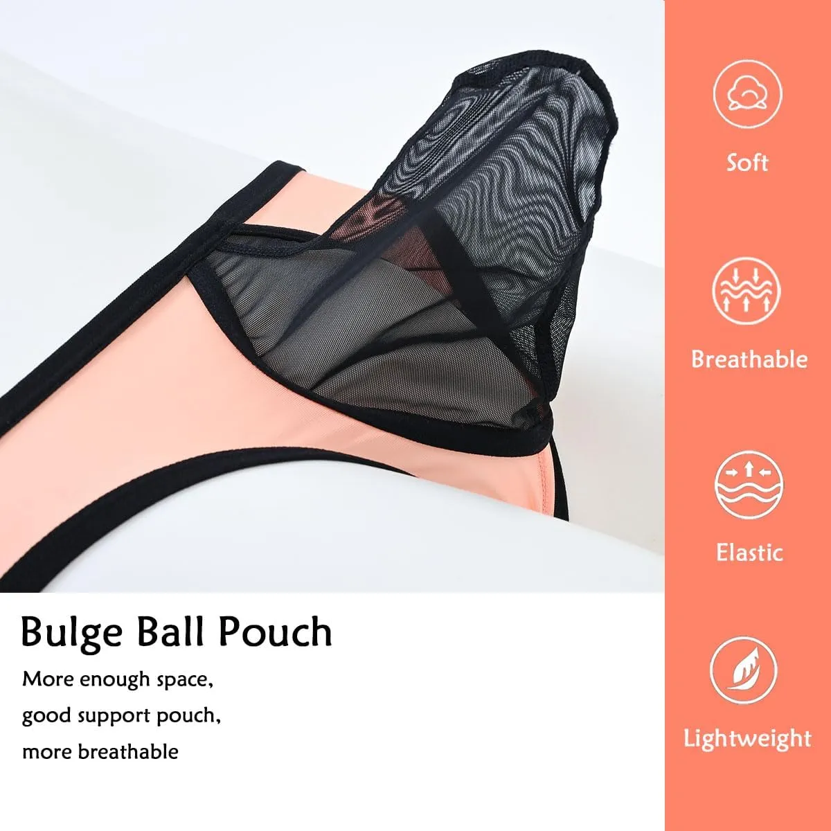 ZONBAILON Men's Sexy Underwear Briefs See Through Mesh Breathable Briefs with Bulge Ball Pouch