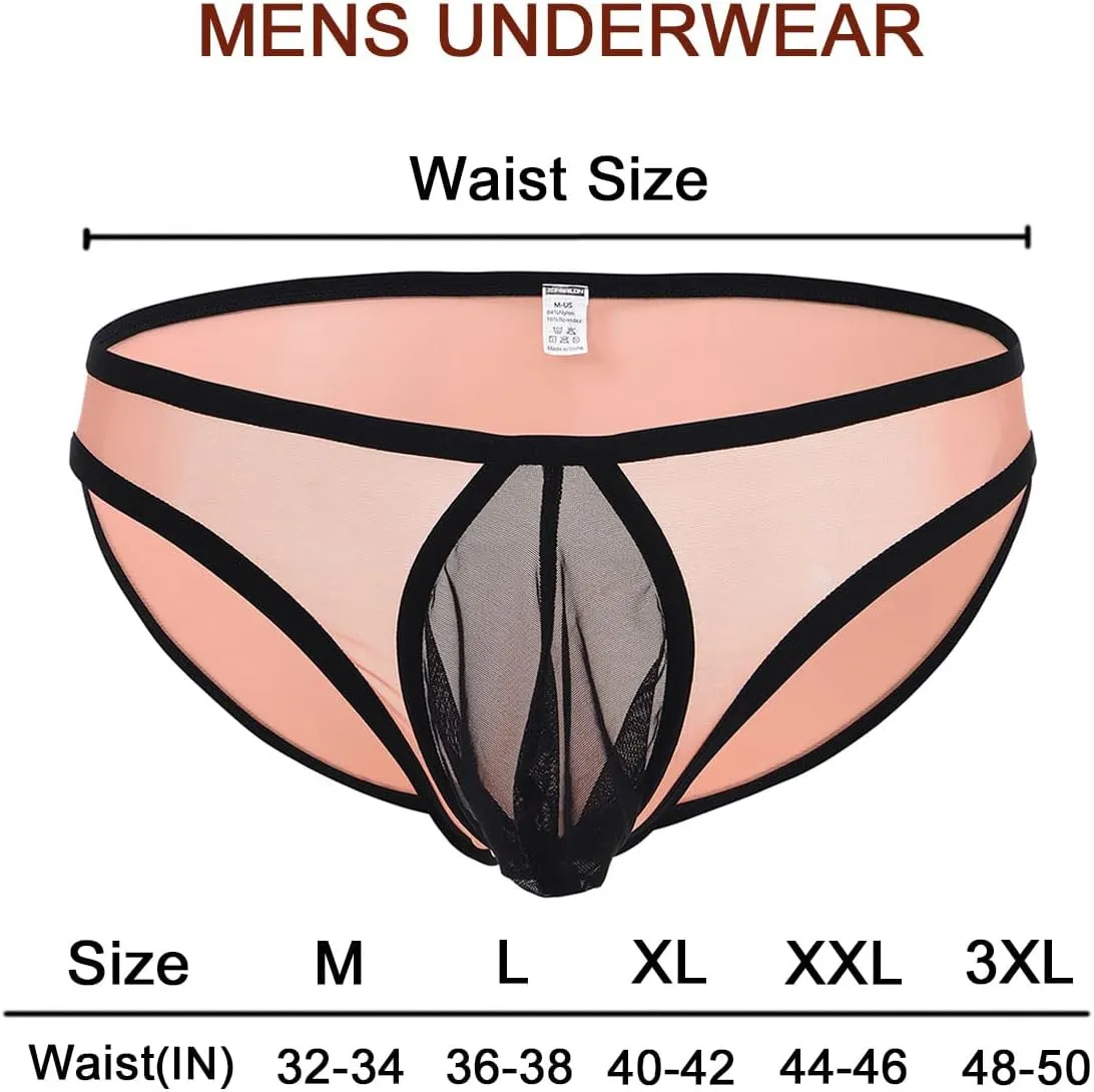 ZONBAILON Men's Sexy Underwear Briefs See Through Mesh Breathable Briefs with Bulge Ball Pouch