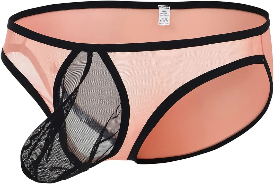 ZONBAILON Men's Sexy Underwear Briefs See Through Mesh Breathable Briefs with Bulge Ball Pouch