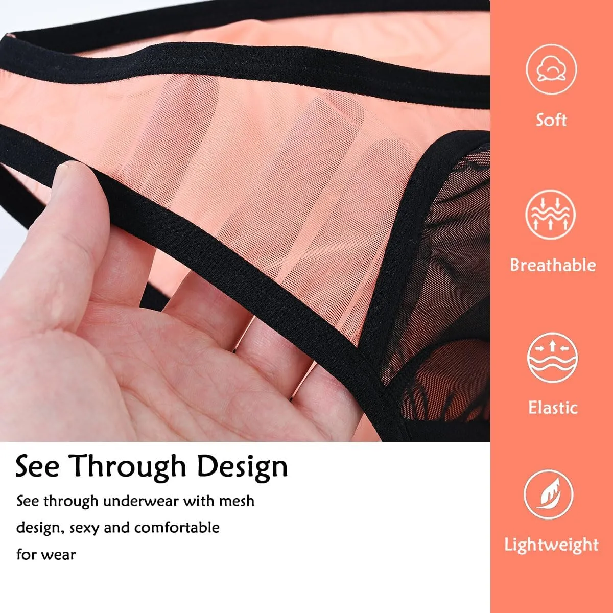 ZONBAILON Men's Sexy Underwear Briefs See Through Mesh Breathable Briefs with Bulge Ball Pouch