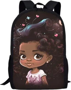 ZOUTAIRONG Afro Black Girls Backpacks for Kindergarten Elementary African American Magic School Bag Pack for Princess Kids Bookbags for Age 6 7 8 9 10 11 12 Year Old
