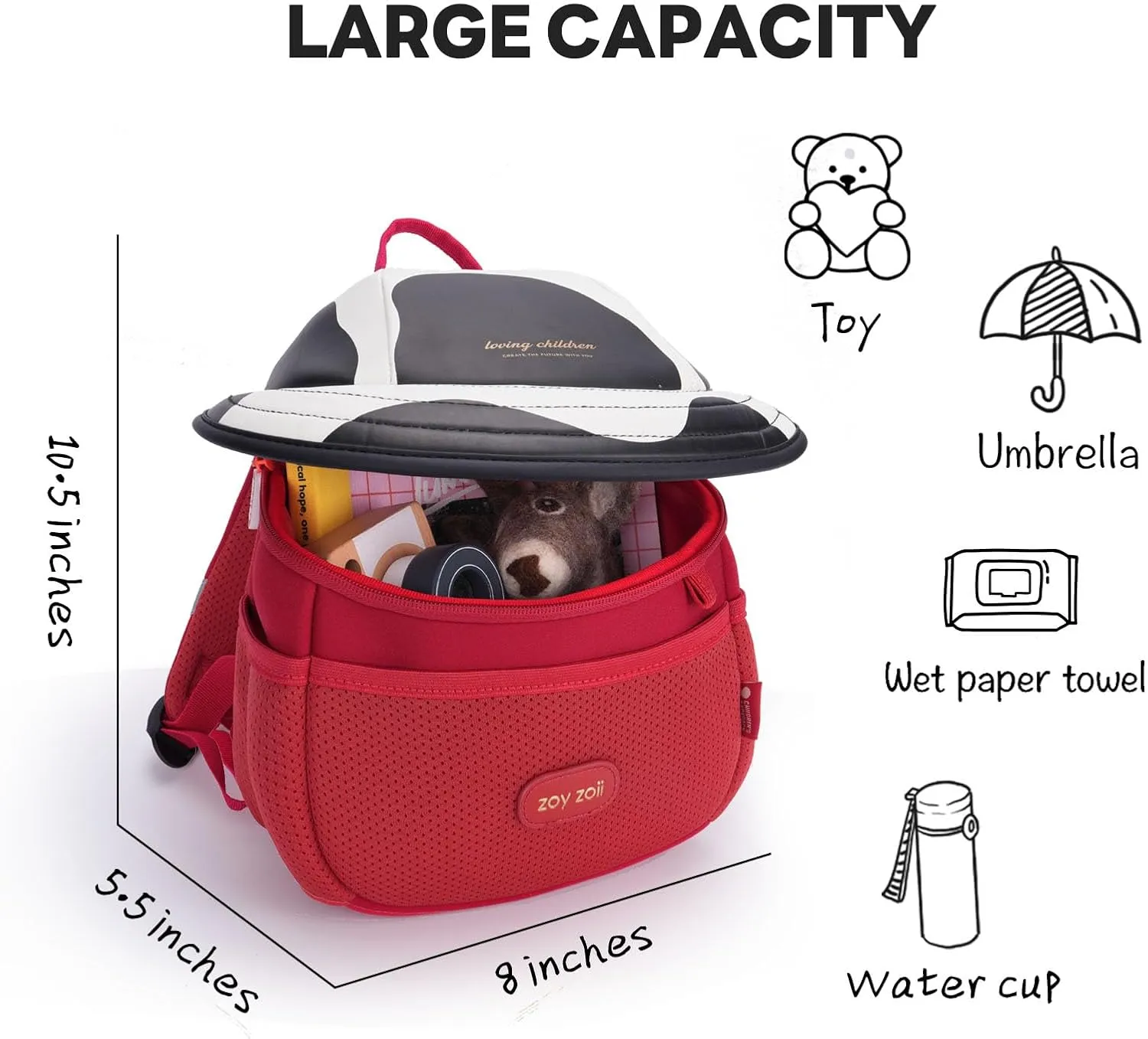 Zoy zoii Kids Backpack Cute Dairy Cow Toddler Backpack Gift for Little Girls & Boy Children Preschool Mini Travel Bag Age 3-6